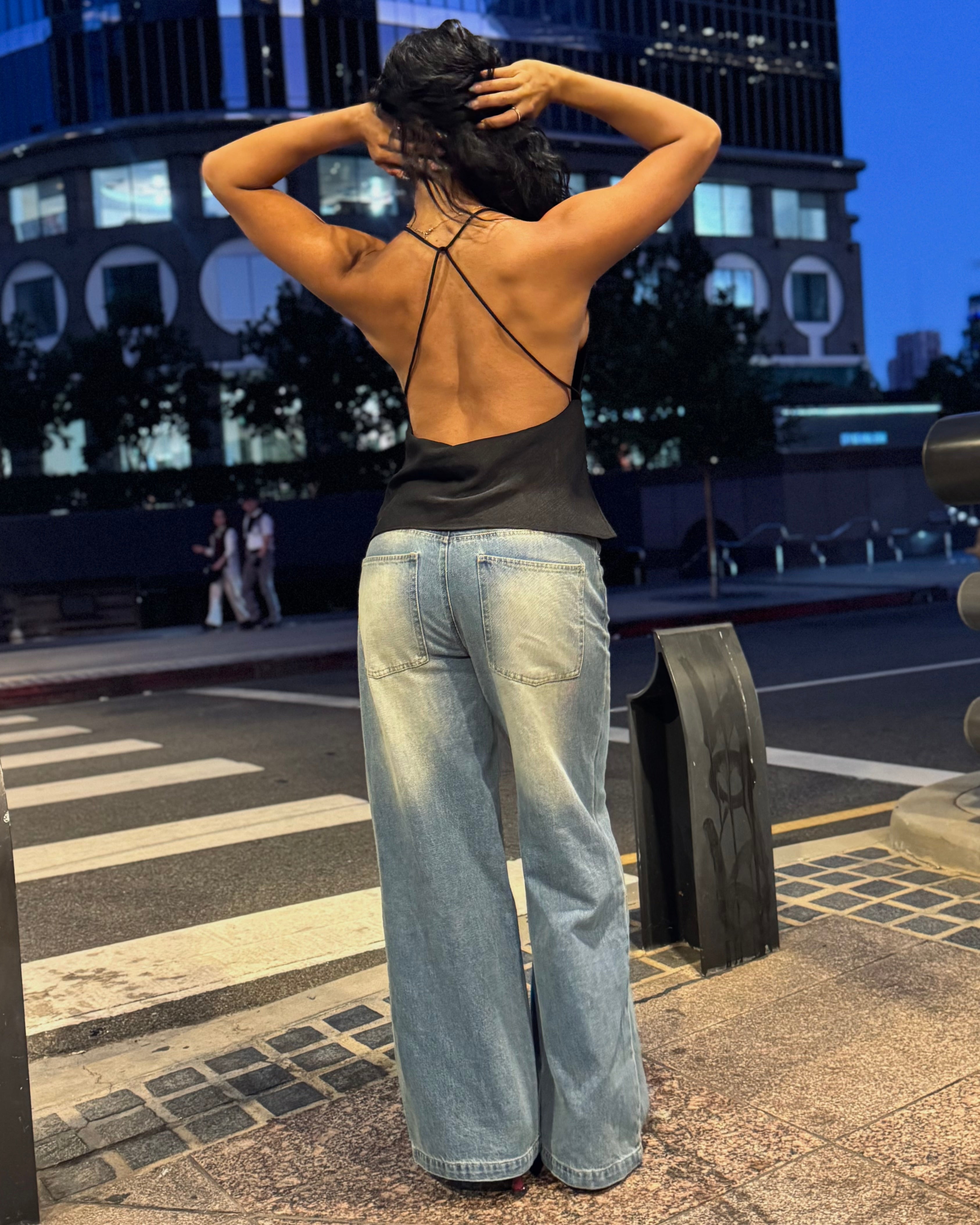 Mary Backless Satin Blouse