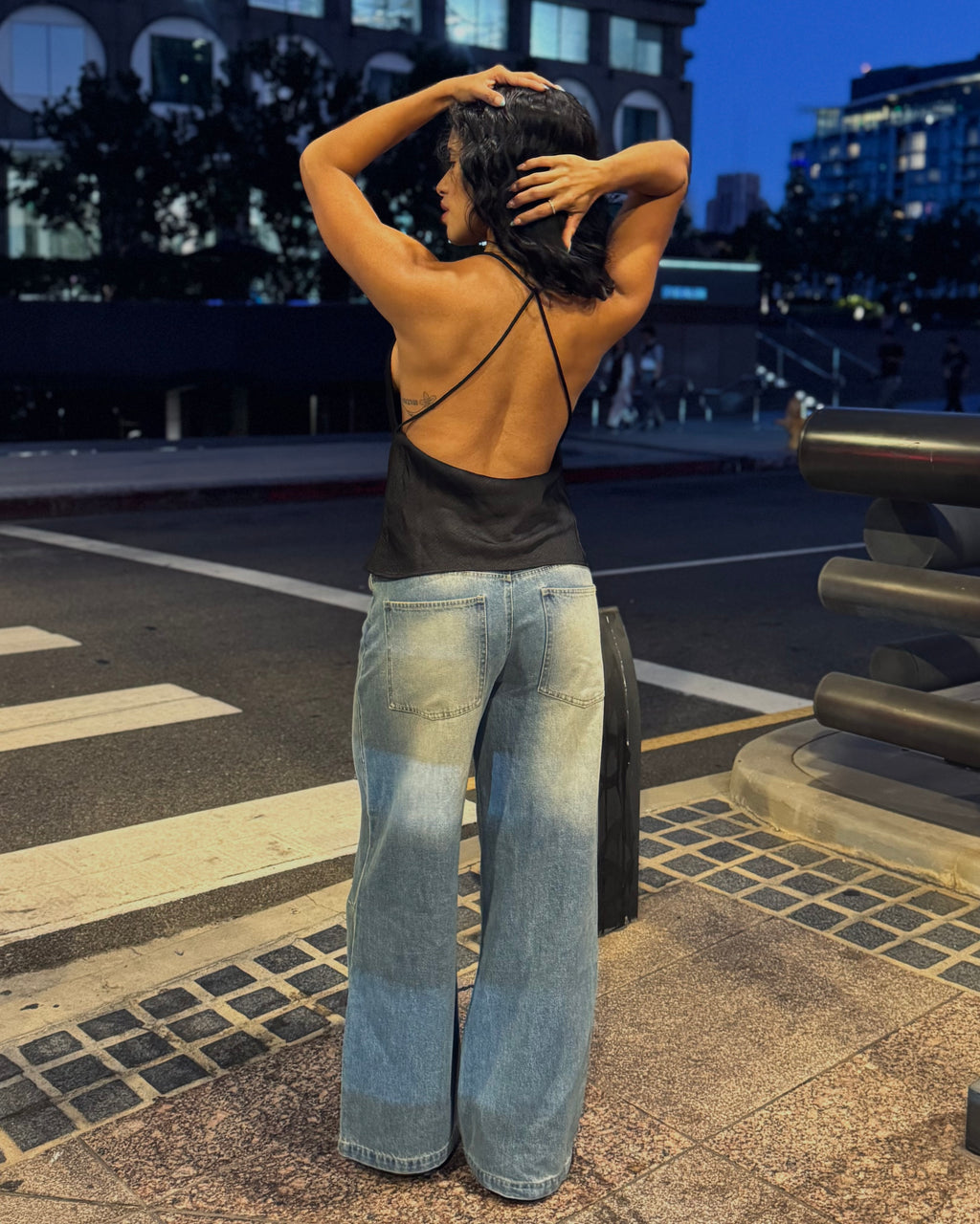 Mary Backless Satin Blouse