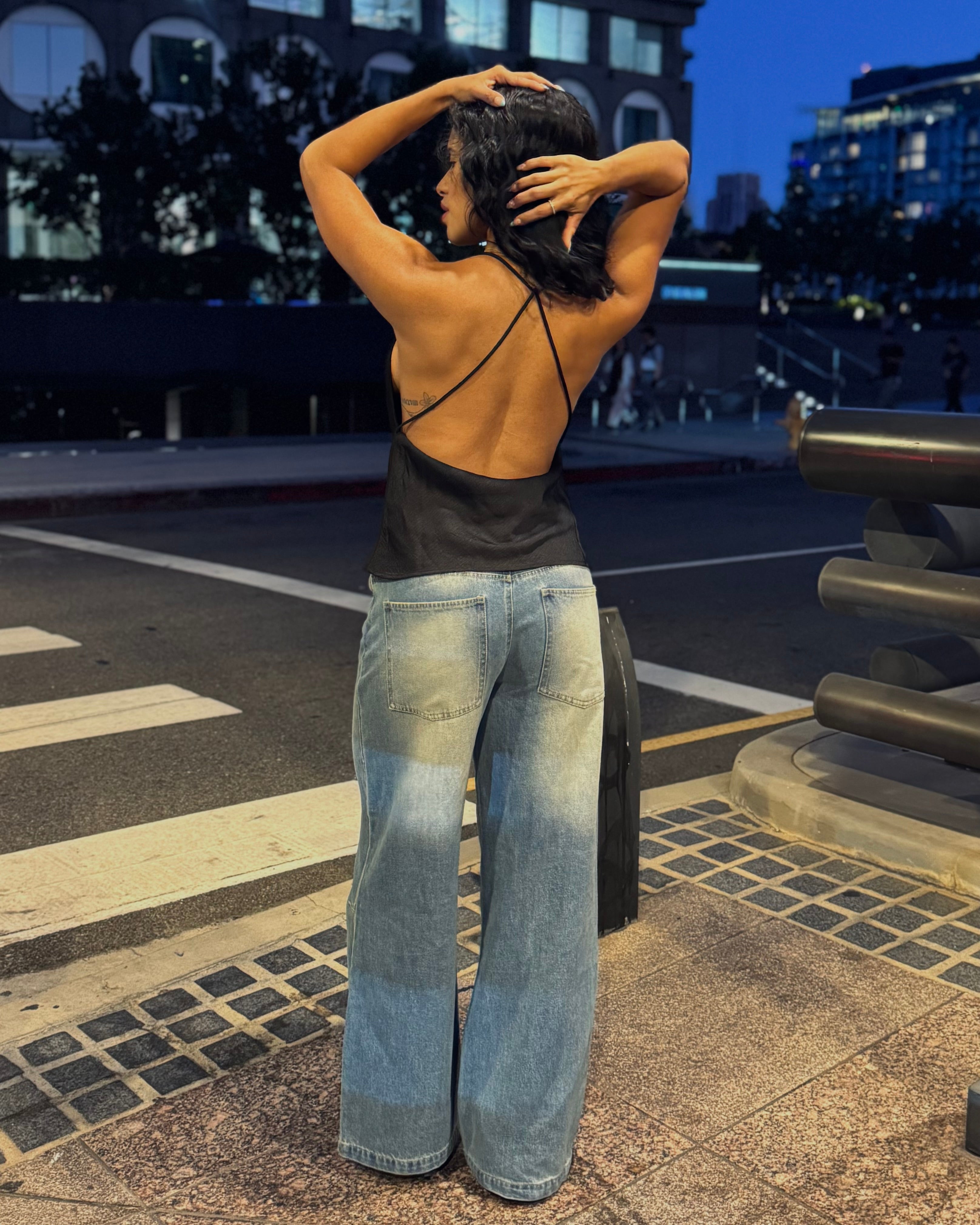 Mary Backless Satin Blouse