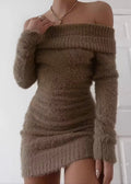 Bella Foldover Off-shoulder Knit Dress