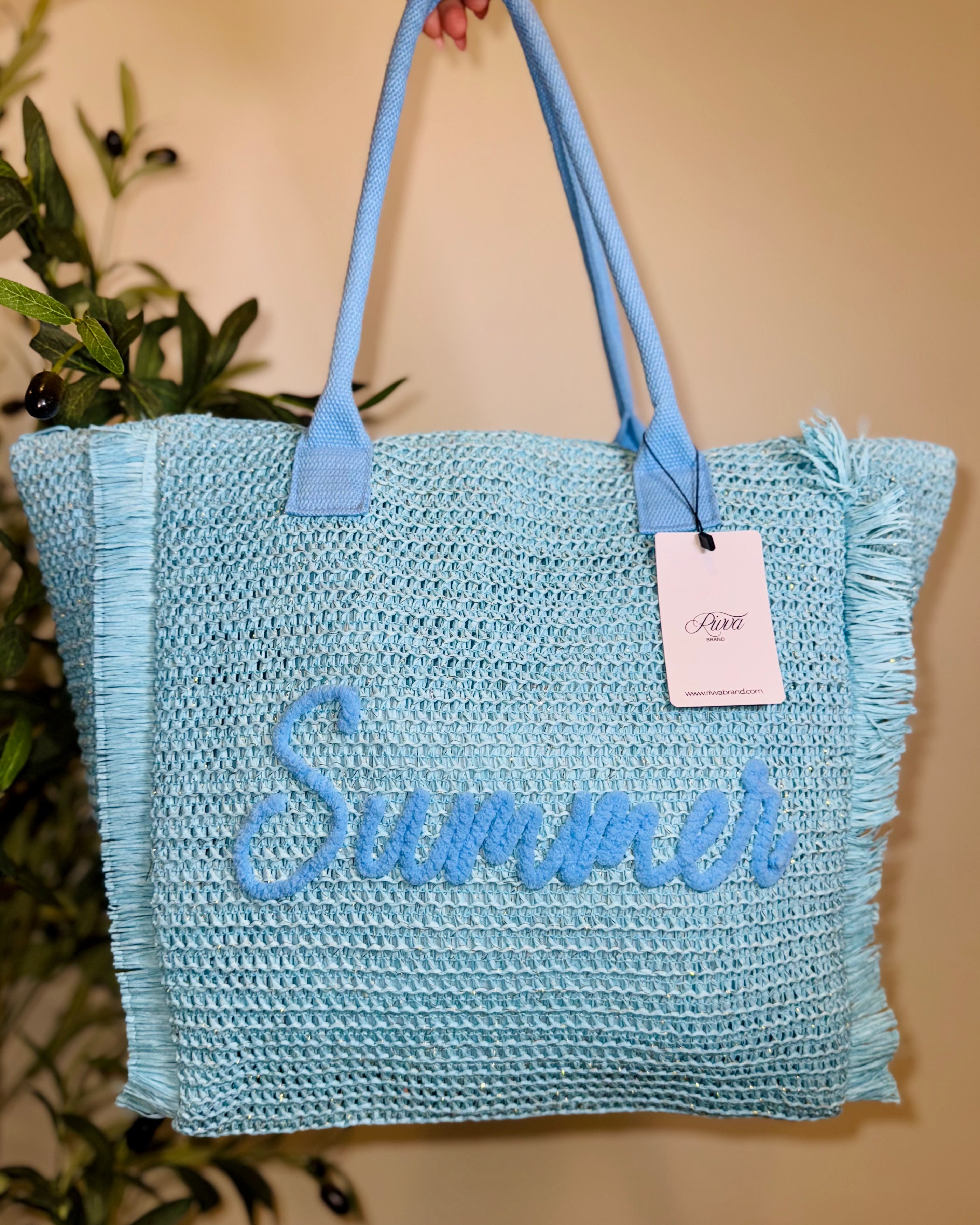 Summer Straw Tote Bag ☀️💙
